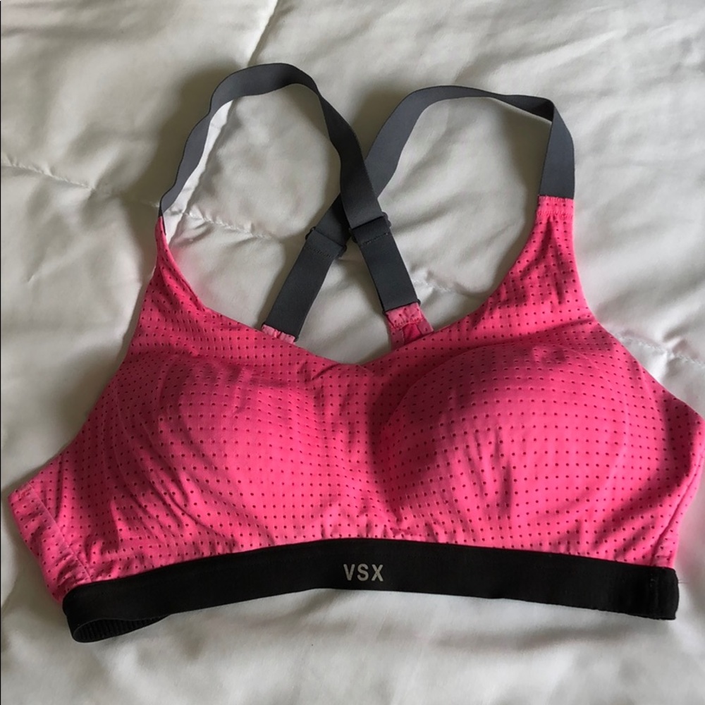 Victoria's Secret Pink & Gray VSX Crossback Sports Bra